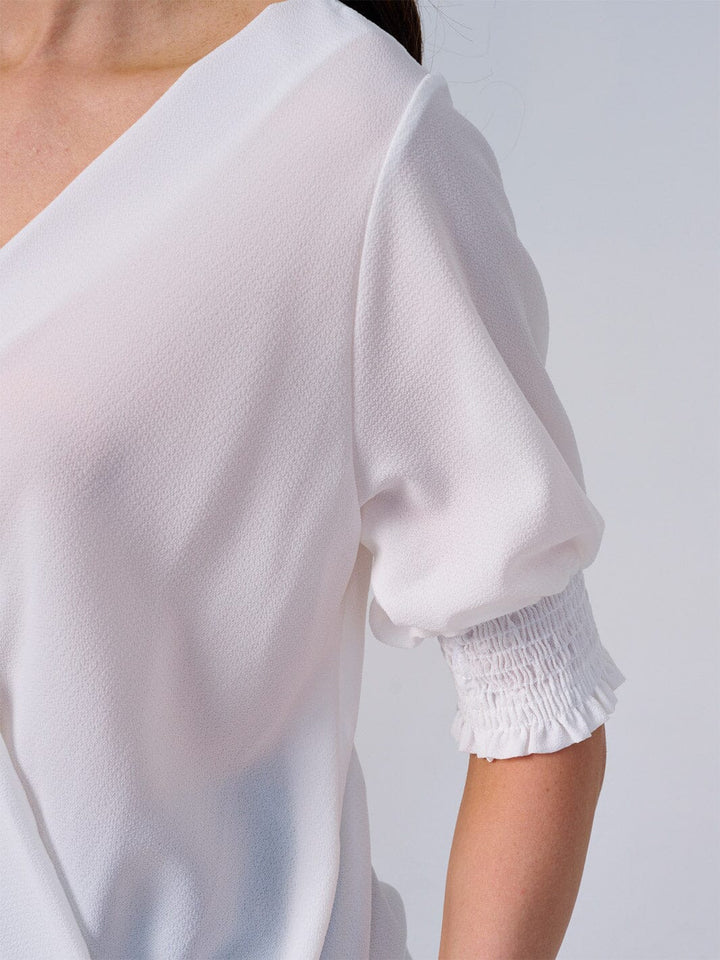 WOMEN'S SHORT SLEEVES SURPLICE BLOUSE