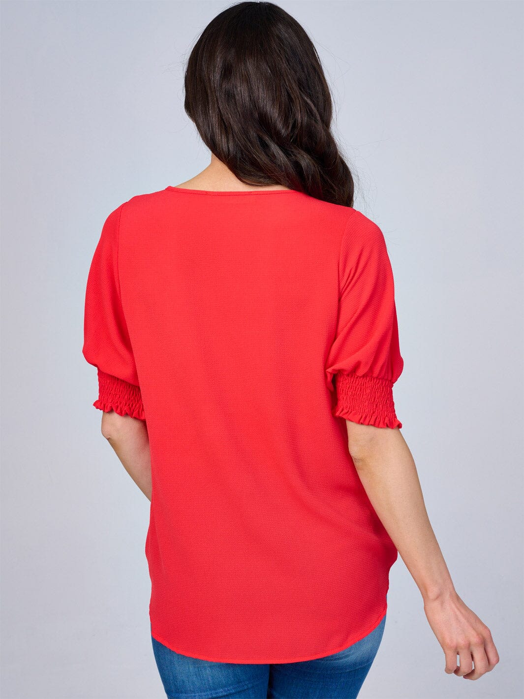 WOMEN'S SHORT SLEEVES SURPLICE BLOUSE