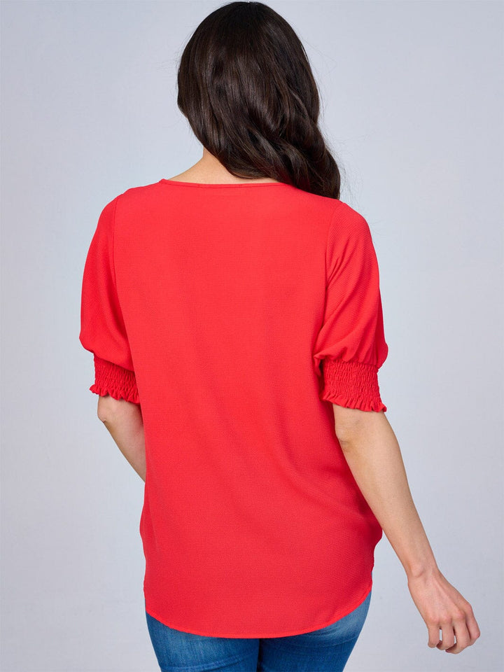 WOMEN'S SHORT SLEEVES SURPLICE BLOUSE