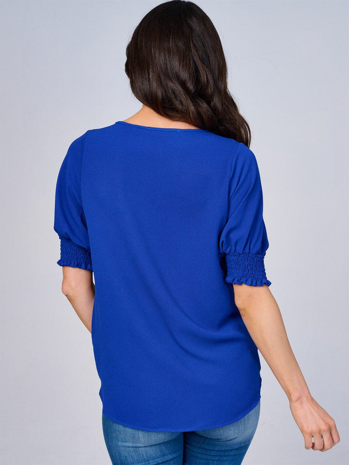WOMEN'S SHORT SLEEVES SURPLICE BLOUSE