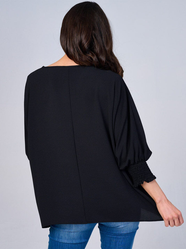 WOMEN'S 3/4 SLEEVES SOLID LOOSE FIT BLOUSE
