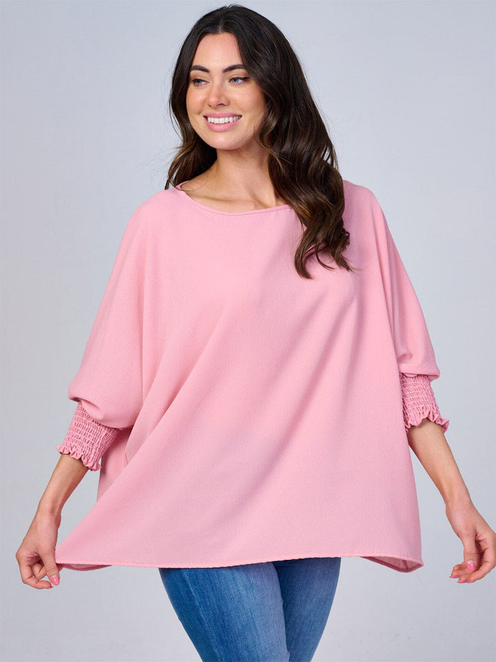 WOMEN'S 3/4 SLEEVES SOLID LOOSE FIT BLOUSE