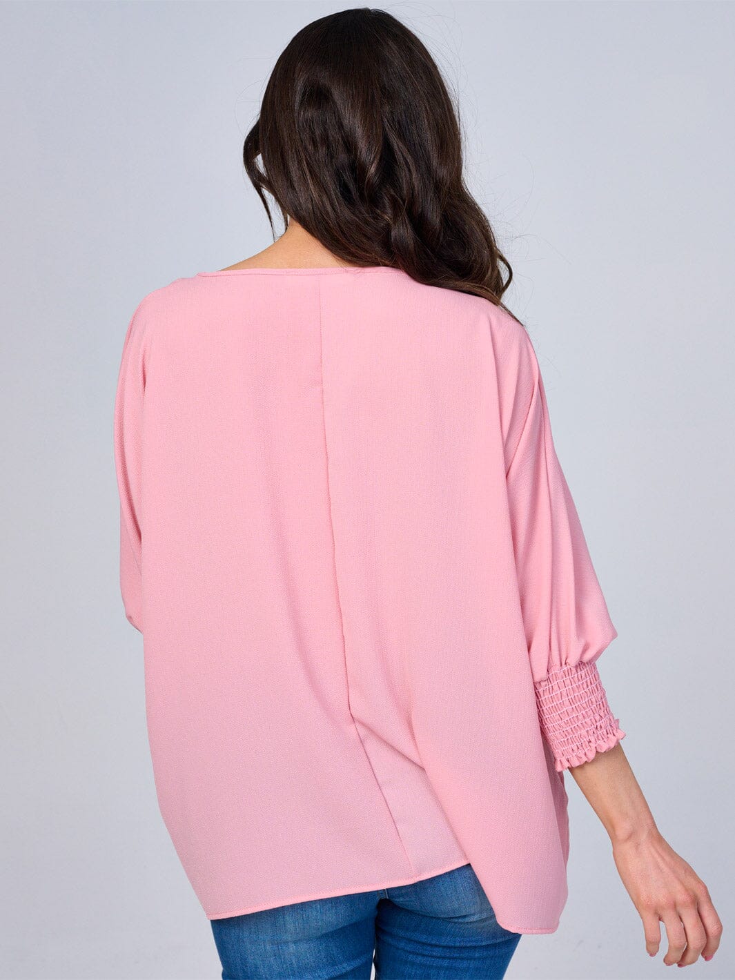 WOMEN'S 3/4 SLEEVES SOLID LOOSE FIT BLOUSE