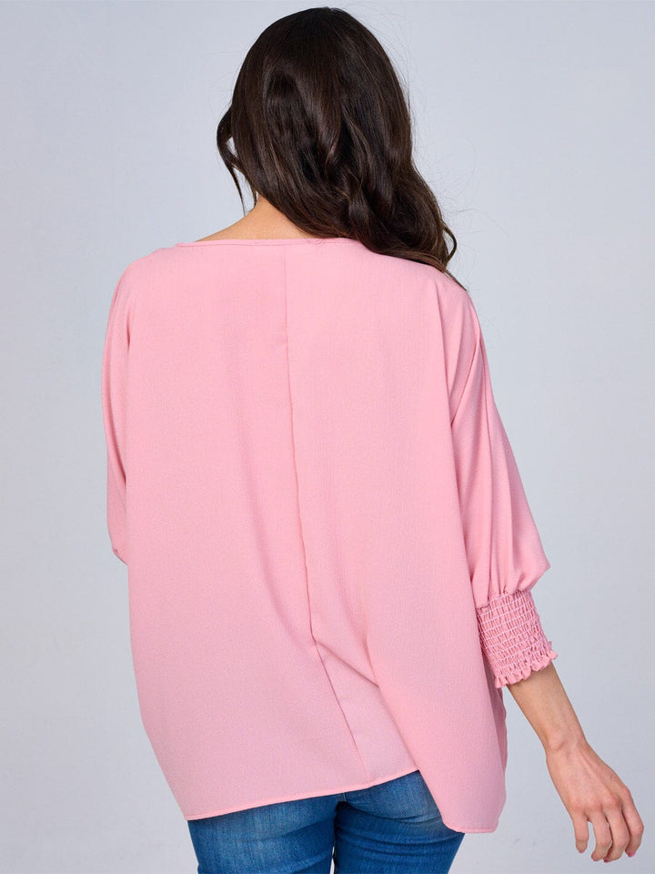 WOMEN'S 3/4 SLEEVES SOLID LOOSE FIT BLOUSE