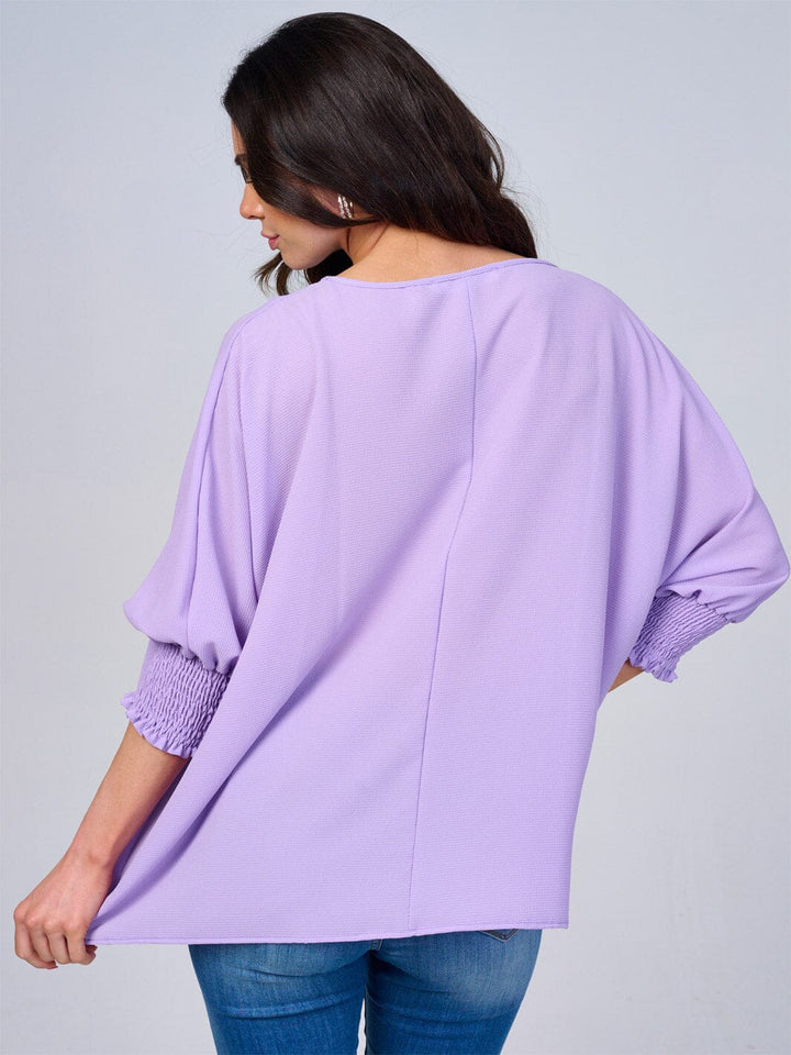 WOMEN'S 3/4 SLEEVES SOLID LOOSE FIT BLOUSE