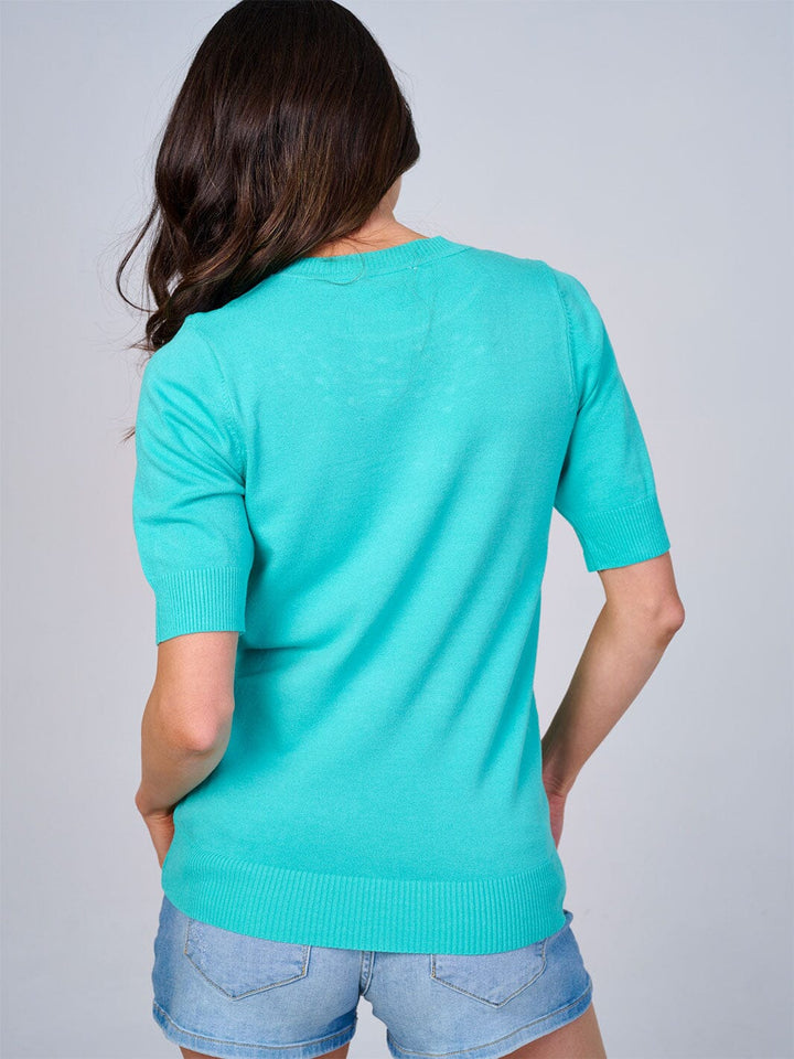 WOMEN'S SHORT SLEEVES STUDS DETAILED BLOUSE