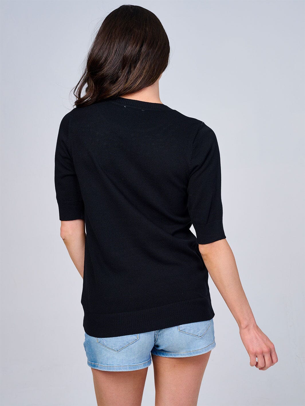 WOMEN'S SHORT SLEEVES STUDS DETAILED BLOUSE