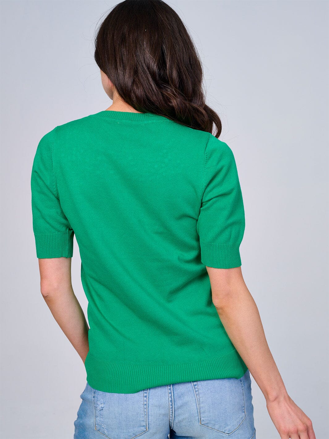 WOMEN'S SHORT SLEEVES STUDS DETAILED BLOUSE