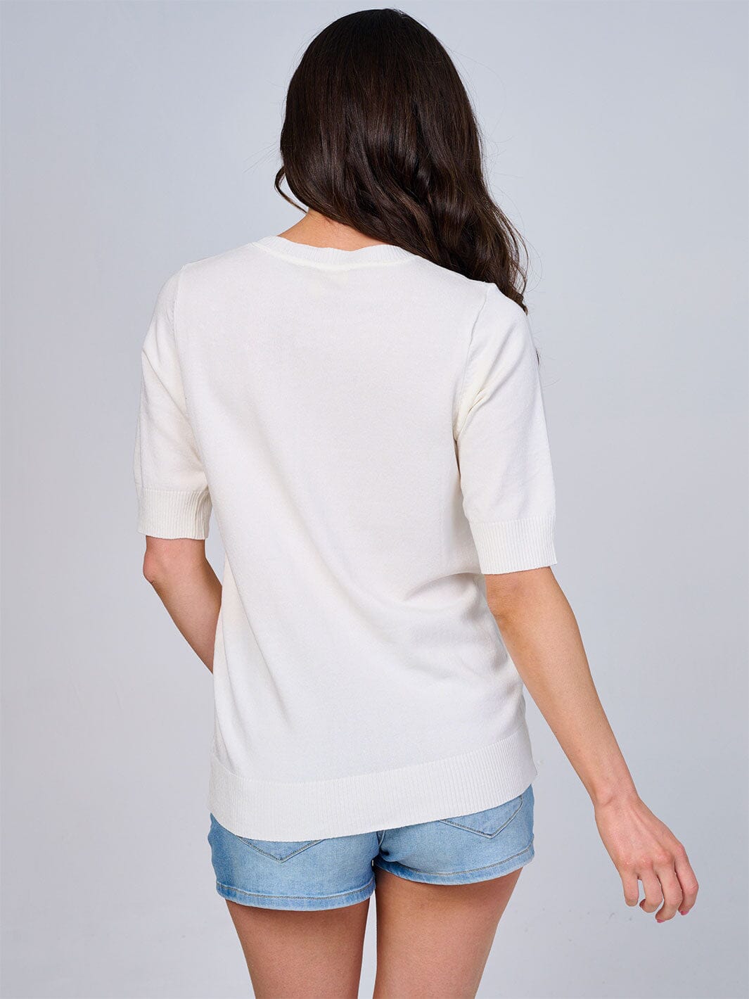 WOMEN'S SHORT SLEEVES STUDS DETAILED BLOUSE