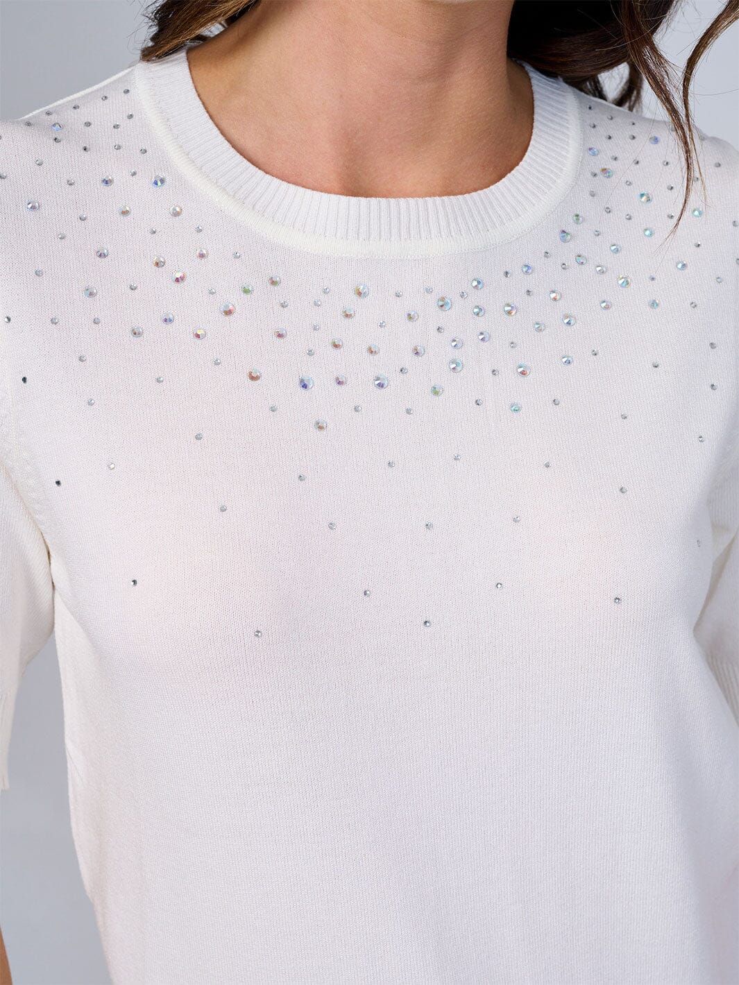 WOMEN'S SHORT SLEEVES STUDS DETAILED BLOUSE