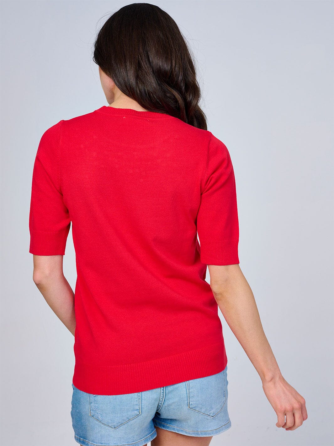 WOMEN'S SHORT SLEEVES STUDS DETAILED BLOUSE