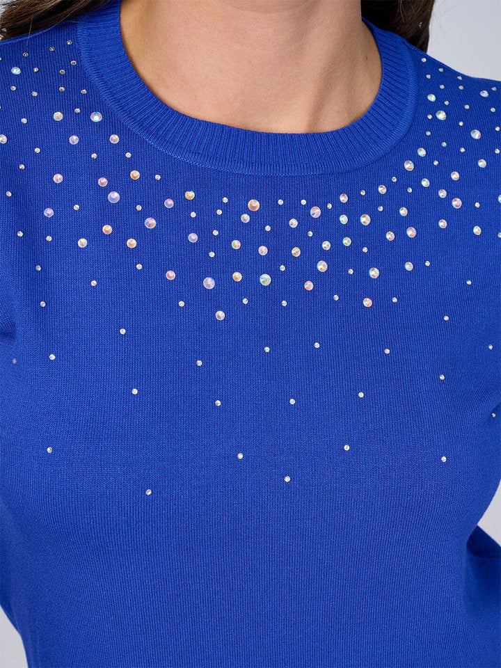 WOMEN'S SHORT SLEEVES STUDS DETAILED BLOUSE