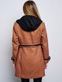 WOMEN'S LONG SLEEVE BUTTON UP REMOVABLE HOODIE JACKET