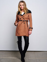 WOMEN'S LONG SLEEVE BUTTON UP REMOVABLE HOODIE JACKET