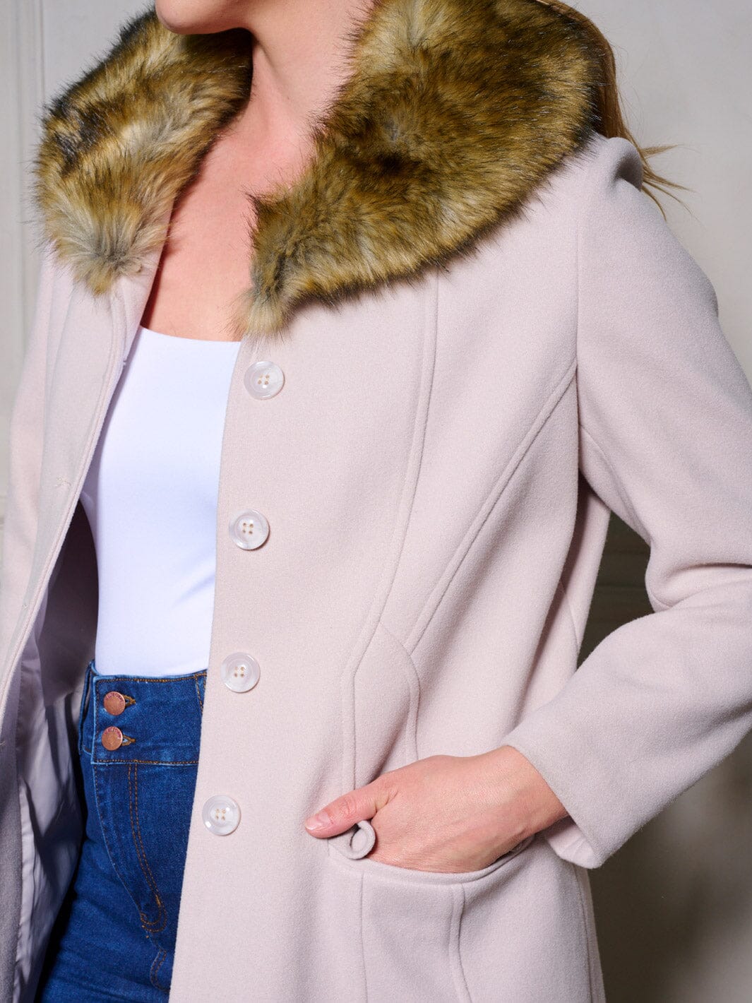 PLUS SIZE LONG SLEEVE BUTTON UP REMOVABLE SHERPA DETAILED JACKET