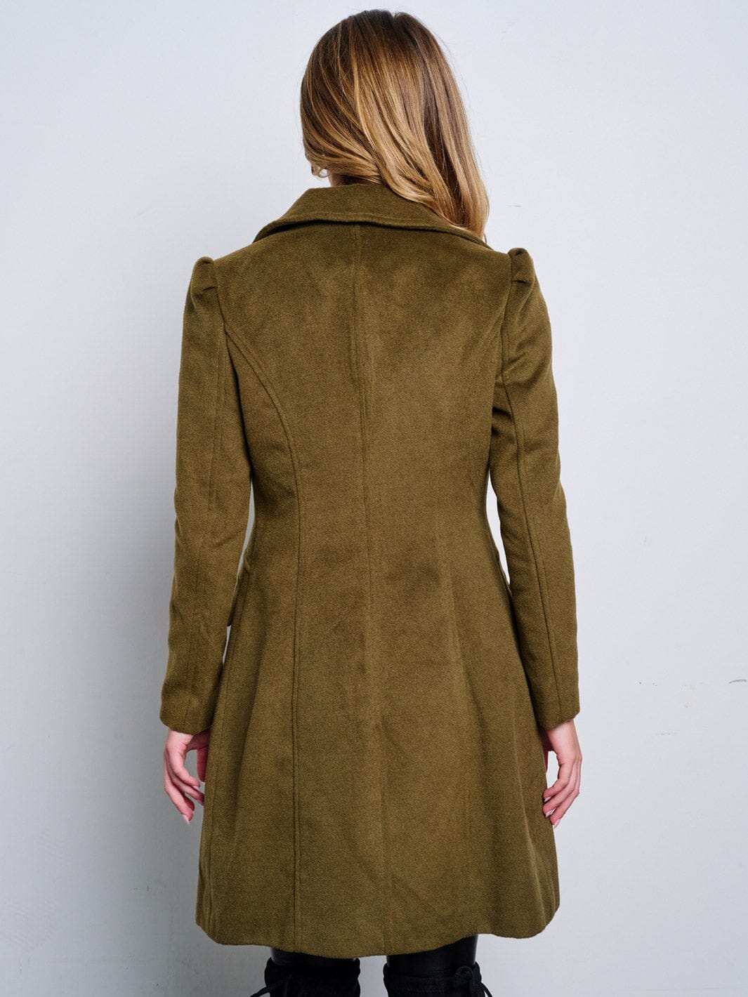 WOMEN'S LONG SLEEVE BUTTON CLOSURE POCKETS COAT