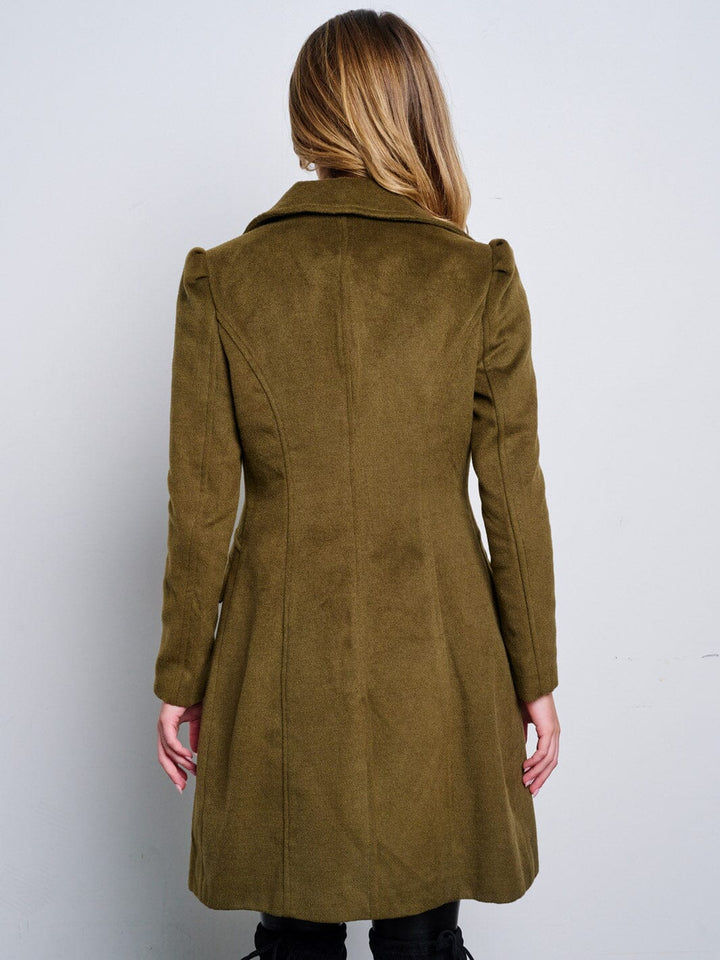 WOMEN'S LONG SLEEVE BUTTON CLOSURE POCKETS COAT