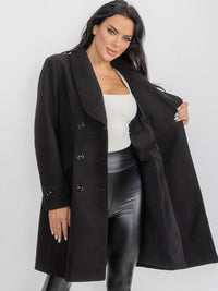 WOMEN'S LONG SLEEVE BUTTON CLOSURE FRONT POCKETS COAT