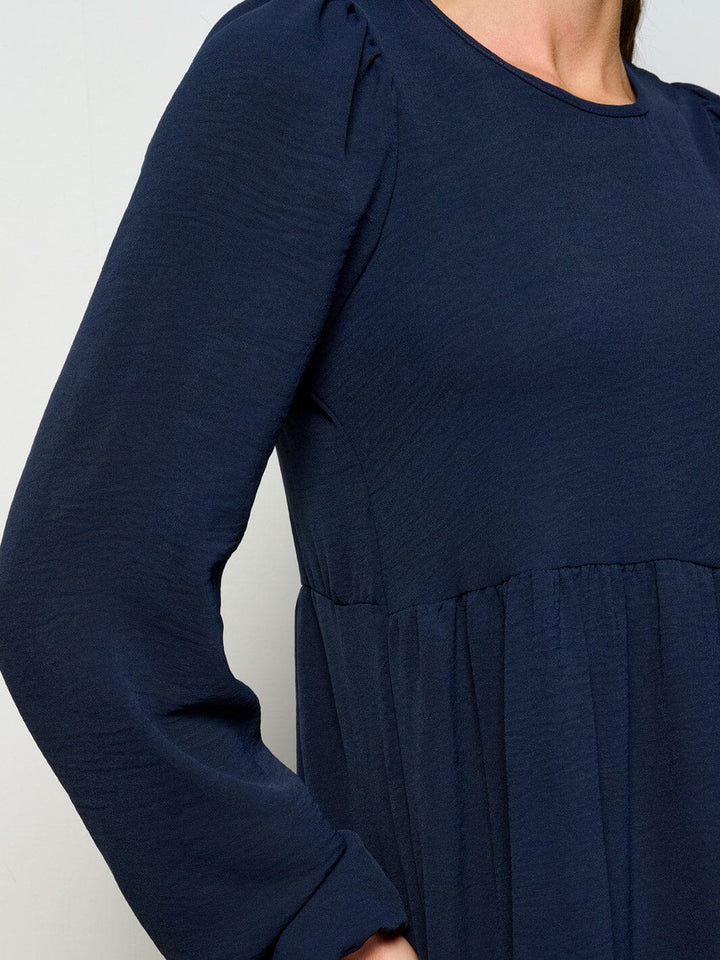 WOMEN'S LONG SLEEVE TIERED HIGH-LOW MIDI DRESS