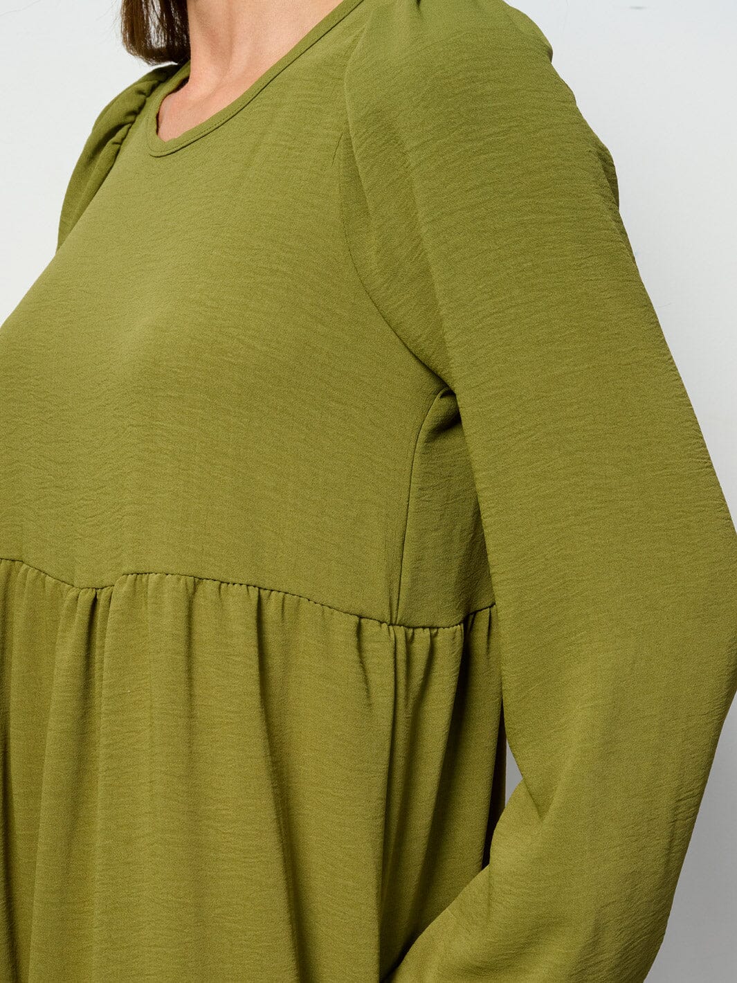 WOMEN'S LONG SLEEVE TIERED HIGH-LOW MIDI DRESS