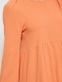 WOMEN'S LONG SLEEVE TIERED HIGH-LOW MIDI DRESS