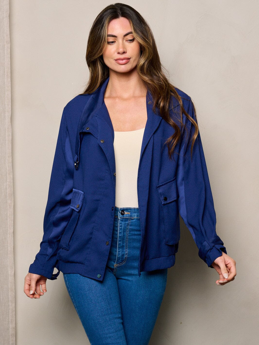 WOMEN'S LONG SLEEVE BUTTON UP POCKETS JACKET