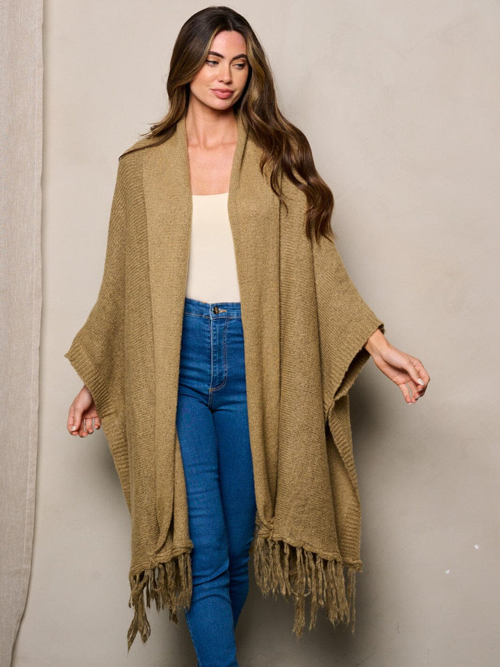 WOMEN'S LONG SLEEVE OPEN FRONT PONCHO