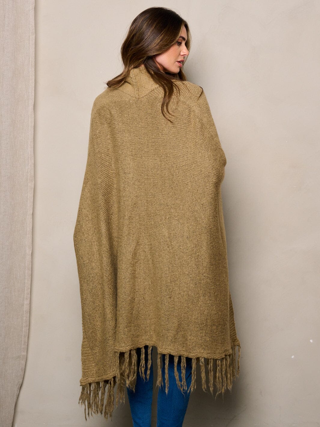 WOMEN'S LONG SLEEVE OPEN FRONT PONCHO