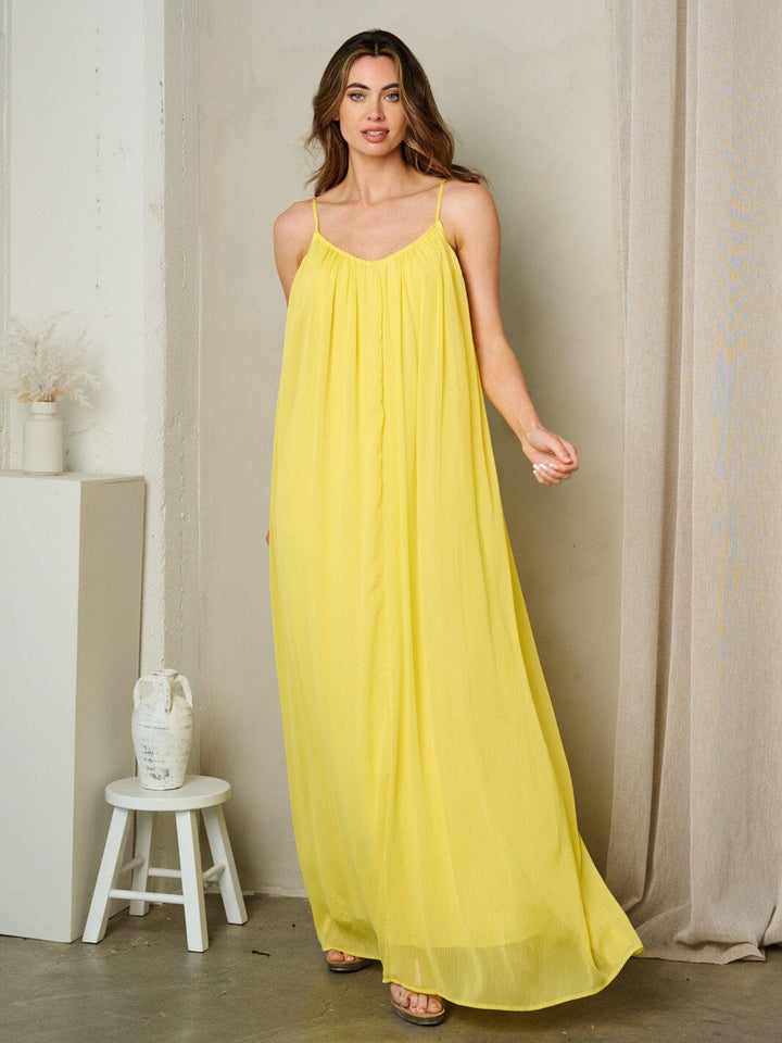 WOMEN'S SLEEVELESS V-NECK SOLID MAXI DRESS