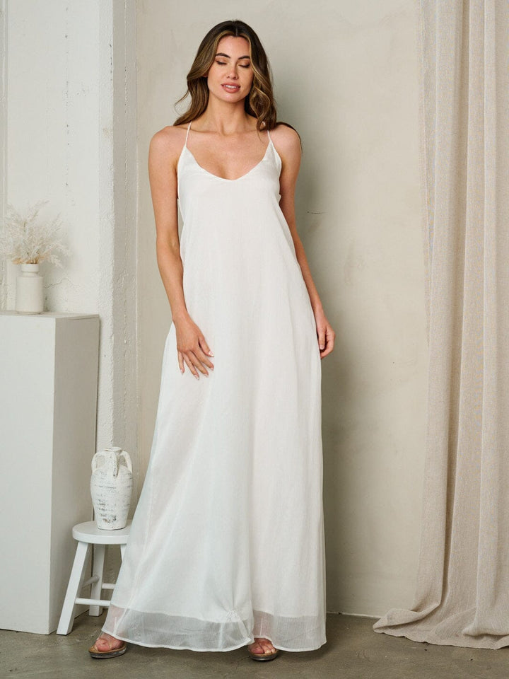 WOMEN'S SLEEVELESS V-NECK OPEN BACK MAXI DRESS