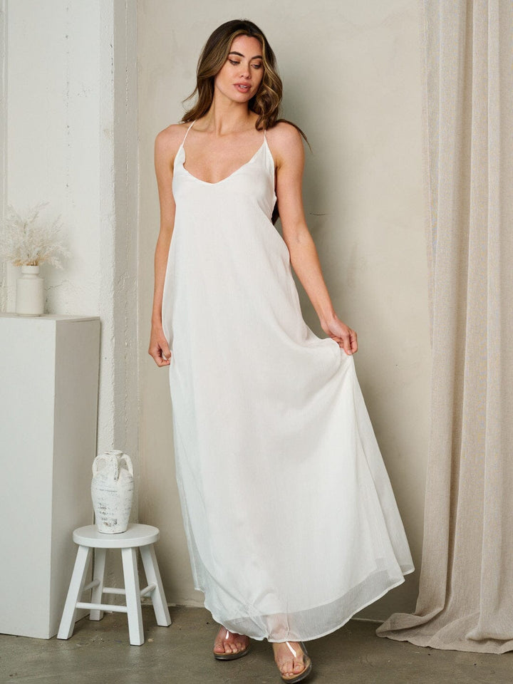 WOMEN'S SLEEVELESS V-NECK OPEN BACK MAXI DRESS