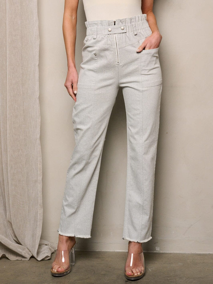 WOMEN'S ZIP UP POCKETS STRAIGHT LEG DENIM PANTS