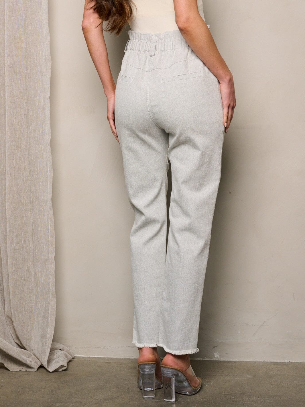 WOMEN'S ZIP UP POCKETS STRAIGHT LEG DENIM PANTS