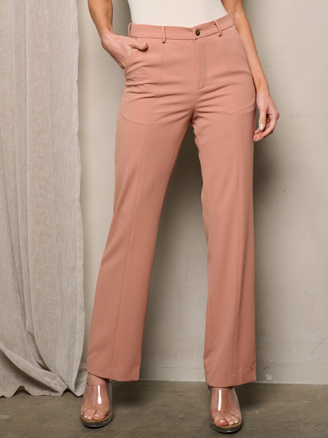 WOMEN'S BUTTON CLOSURE POCKETS PANTS