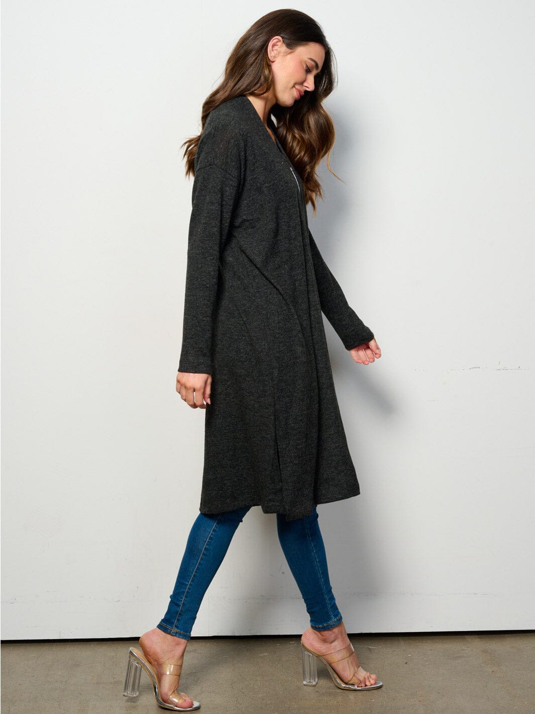 WOMEN'S LONG SLEEVE OPEN FRONT SOLID CARDIGAN