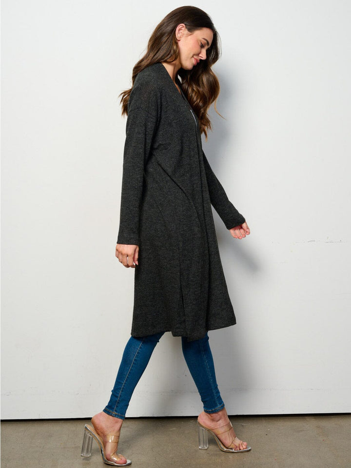 WOMEN'S LONG SLEEVE OPEN FRONT SOLID CARDIGAN