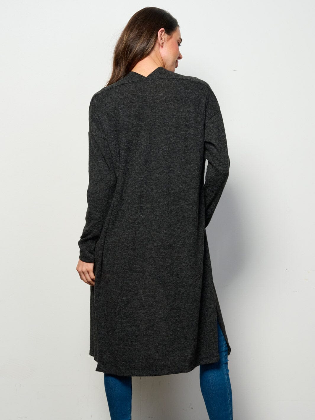 WOMEN'S LONG SLEEVE OPEN FRONT SOLID CARDIGAN