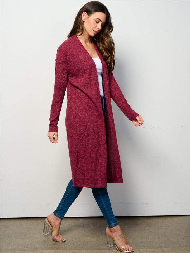 WOMEN'S LONG SLEEVE OPEN FRONT SOLID CARDIGAN