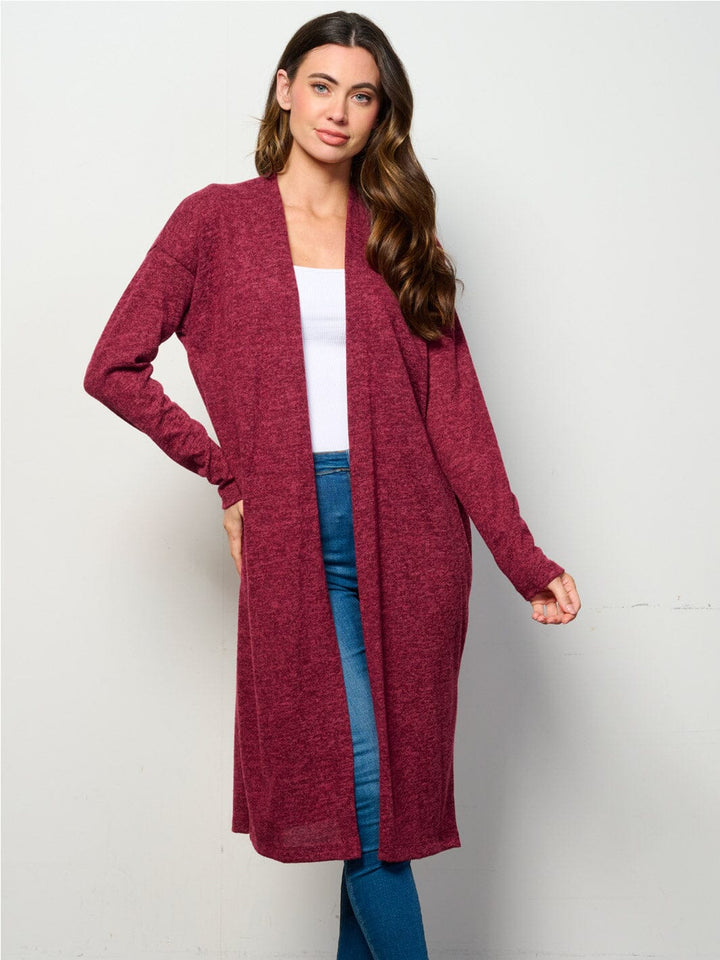 WOMEN'S LONG SLEEVE OPEN FRONT SOLID CARDIGAN