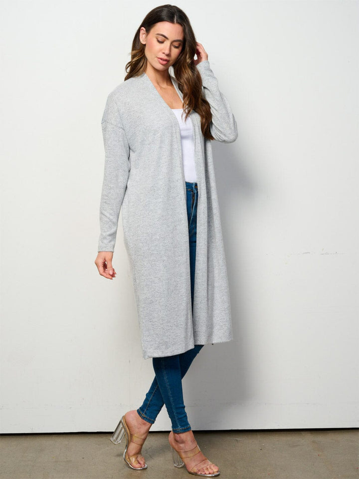 WOMEN'S LONG SLEEVE OPEN FRONT SOLID CARDIGAN