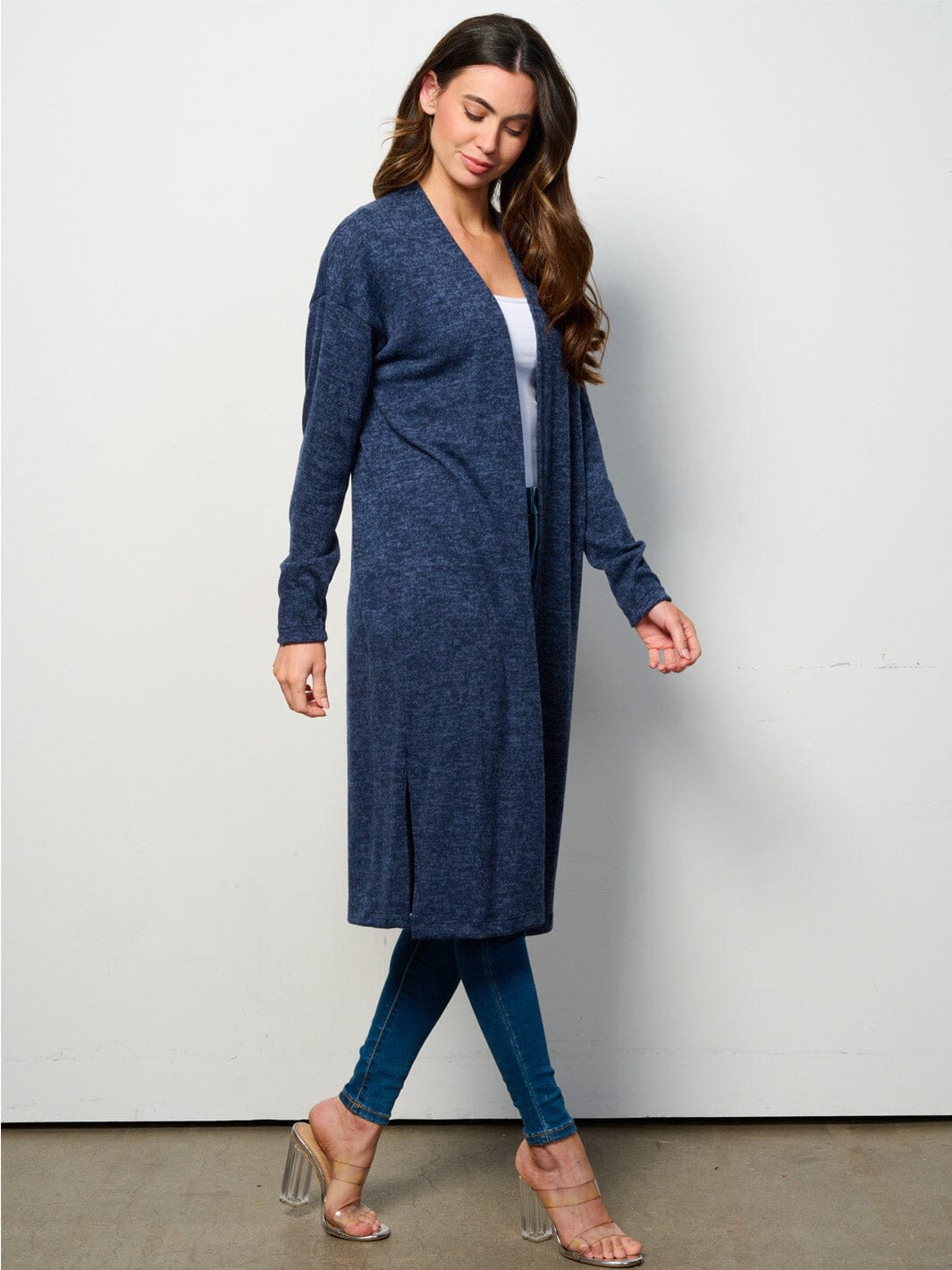 WOMEN'S LONG SLEEVE OPEN FRONT SOLID CARDIGAN