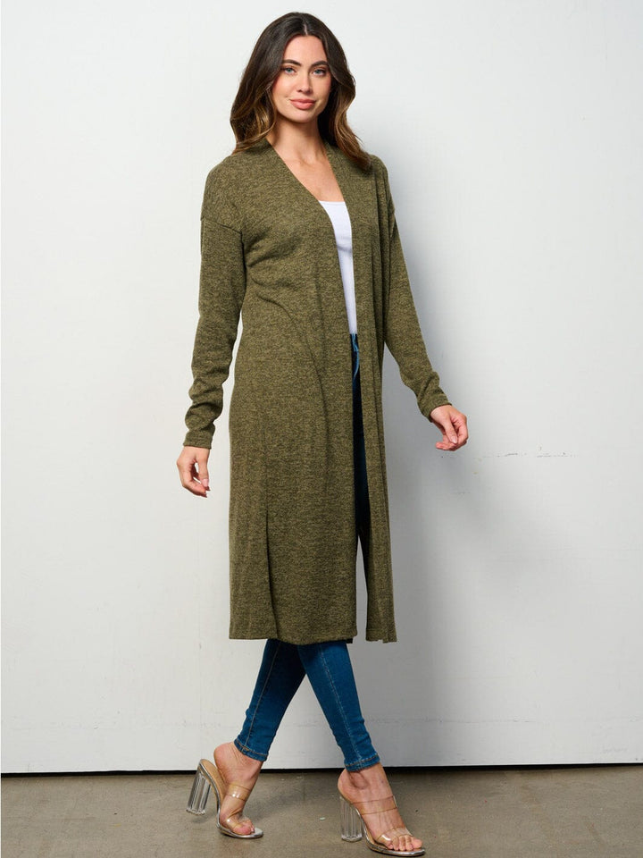 WOMEN'S LONG SLEEVE OPEN FRONT SOLID CARDIGAN