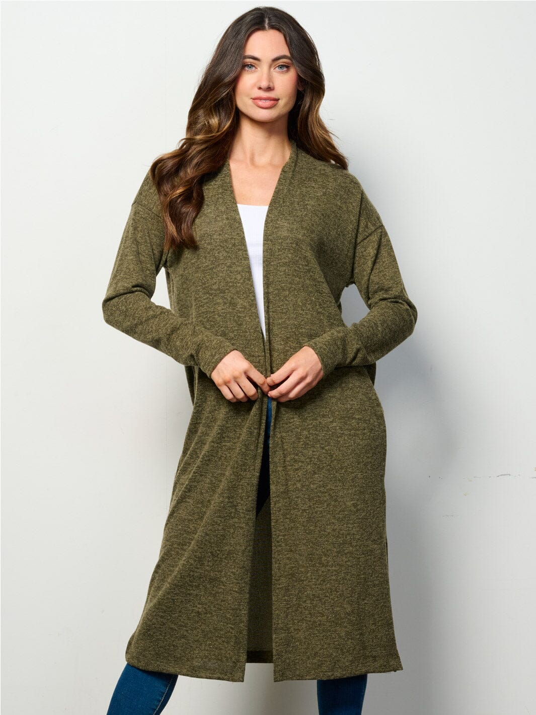 WOMEN'S LONG SLEEVE OPEN FRONT SOLID CARDIGAN