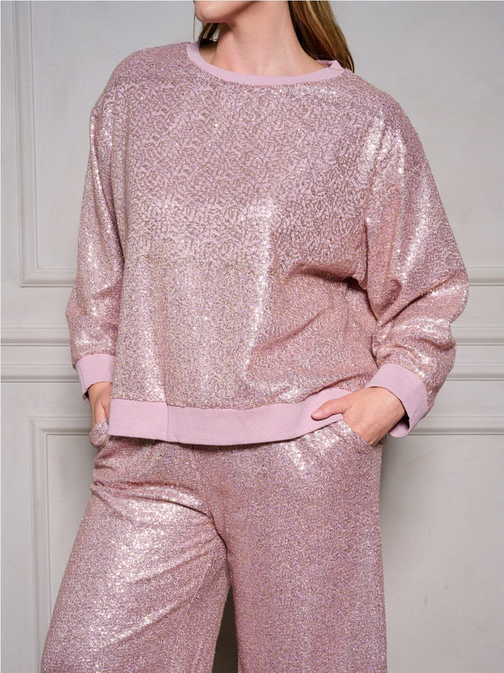 PLUS SIZE LONG SLEEVE SEQUINS PULLOVER SWEATER