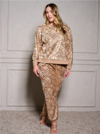 PLUS SIZE LONG SLEEVE SEQUINS PULLOVER SWEATER