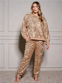 PLUS SIZE LONG SLEEVE SEQUINS PULLOVER SWEATER
