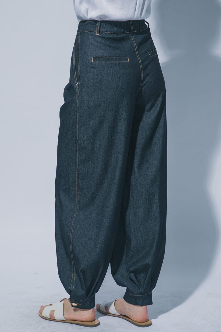 WOMEN'S ELASTIC WAIST BUTTON CLOSURE POCKETS JOGGER LEG PANTS