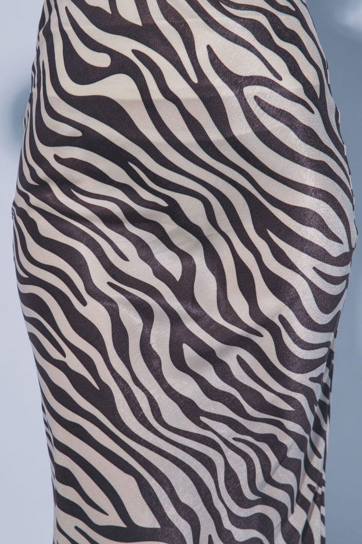 WOMEN'S ELASTIC WAIST ANIMAL PRINT MIDI SKIRT
