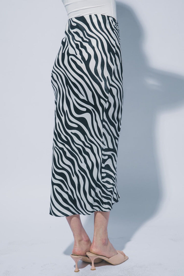 WOMEN'S ELASTIC WAIST ANIMAL PRINT MIDI SKIRT