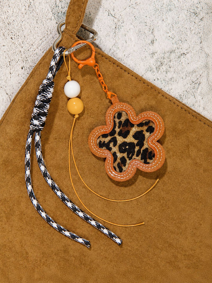 FASHION PU LEATHER ANIMAL PRINT MULTI PENDANT KEYCHAIN